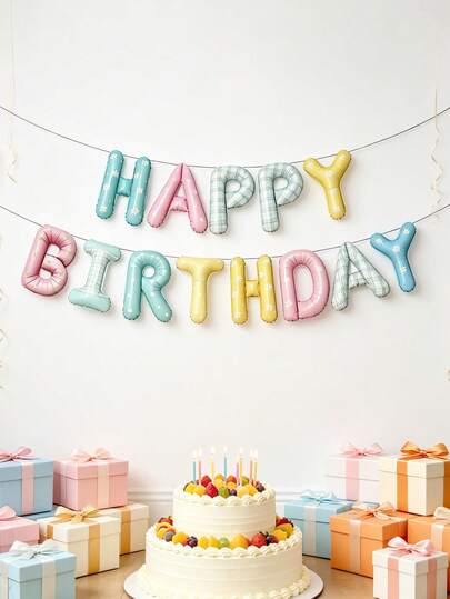 13pcs 16-Inch Fragrant Theme Happy Birthday Letter Balloon Set, Suitable For Birthday Party, Baby Shower, Theme Party Decoration