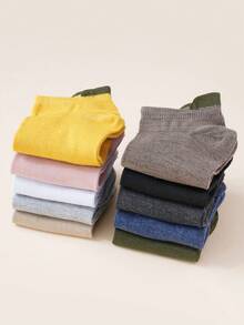 10 Pairs Women's Breathable Comfortable Versatile Soft Socks, Low-Cut Low-Top Sweat-Absorbent Couple Japanese Style Ear-Design Short Socks - Multicolor - View 5