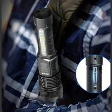 Portable USB Rechargeable Mini LED Flashlight With Pen Clip, ABS Telescopic Zoom Work Light With Side Light, Suitable For Commercial, Home, Fishing And Emergency Lighting - 彩色 - 查看 6