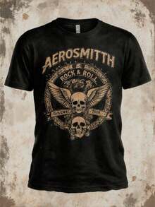 Vintage Made Old Black XL T-Pensions Brown Rock Design-Featuring Striking Skeletons And Wings Artwork Farewell Tour Pattern-Classic Vintage Style T-Sh - Black - View 1