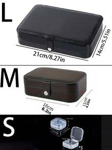1/5 piezas Caja de almacenamiento de joyas de cuero PU, organizador de joyas portátil para viajes, contenedor de almacenamiento de tocador, caja de exhibición de joyas de múltiples compartimentos, caja de almacenamiento de joyas multifuncional, caja de almacenamiento a prueba de polvo, caja de almacenamiento de regalos, caja de joyas, tapa abatible simple, gran capacidad, adecuada para almacenar anillos, collares, aretes, vuelta a la escuela - Multicolor - Ver 8