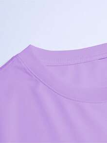 Men's Short-Sleeved T-Shirt, Summer, Comfortable, Made Of Micro-Elastic Polyester Fabric, Fashionable, Casual, Versatile, With Popular Print And Round Neck. - 紫色 - 查看 3