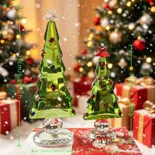 Hiasan Pohon Natal Kristal Setinggi 16cm dengan Alas 5cm, Dekorasi Bintang Berlian Imitasi Berwarna-warni, Pilihan Dua Warna Transparan dan Hijau, Dekorasi Suasana Natal untuk Pajangan Meja Rumah dan Jendela, Hadiah Liburan Tahun Baru - Pohon Natal - View 5