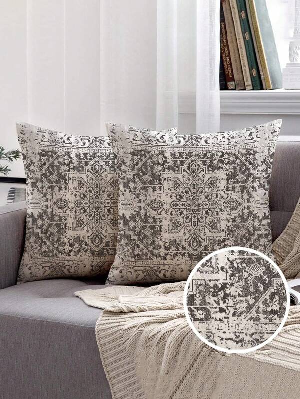2pcs,Bohemian Style Pillow Covers,Abstract Geometric Pattern Cushion Covers,Hidden Zipper Closure,Machine Washable,Minimalist Fashion Line Pattern,Home Decorative Pillow Covers,Sofa Living Room Bedroom Pillow Covers,No Pillow Insert