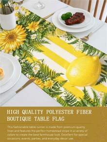 1 buah, Gaya Musim Panas, Taplak Meja Musim Panas yang Menyegarkan, Motif Garis Lemon, Tersedia Berbagai Ukuran, Dekorasi Pintu Masuk, Penutup Debu Microwave, Cocok untuk Dekorasi Meja Makan Dapur, Dekorasi Pesta, Dekorasi Meja Makan, Penataan Meja Makan, Dekorasi Rumah - Kuning - View 8