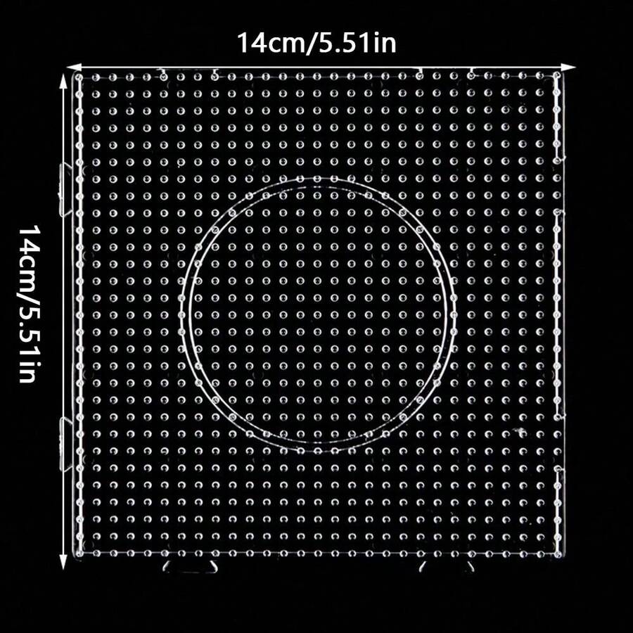 3件組迷你穿孔板，適用於2.6mm熔融像素珠，透明大號正方形、圓形、六角形模板，DIY熨燙熔融珠手工藝配件 - C - 查看 1