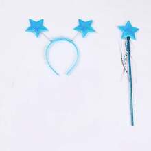 1 Set 2pcs Star Fairy Magic Wand With Princess Headband, Performance & Photography Props, Halloween Costume Gift, Birthday Party Gift, Gathering Gift - Multicolor - View 4