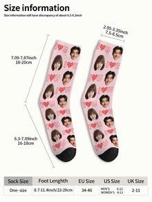 1 Pair Customized Face Pattern Socks, Personalized Photo Socks, Custom Printed Socks, Funny Face Socks, Custom Pattern Socks, Print Any Face Pattern On Socks, Anniversary Gift, Valentine's Day Gift, Unique Birthday Gift, Personalized Collectible - Multicolor - View 7