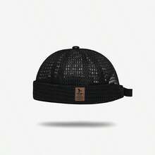 1pc Summer New Stitched FEWK Leather Label Hollow Large Grid Mesh Bucket Hat Unisex Hip-Hop Breathable - Multicolor - View 9
