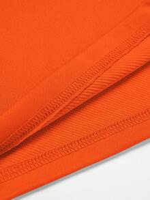 Camiseta de verano para hombre, de cuello redondo, holgada, moderna, versátil, de manga corta, casual, cómoda, transpirable, con un elegante estampado. - Naranja - Ver 5