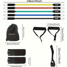 11pcs Resistance Band Set, Fitness Resistance Training Bands With Door Anchor, Fitness Equipment, Fitness Accessories, Home Workout Tools, Suitable For Men's Gifts, Valentine's Day Gifts, Home Exercise Equipment - A - View 7
