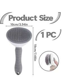 Pet Self-Cleaning Slicker Brush, One-Click Hair Removal Comb, Stainless Steel Ball-Tip Grooming Brush, Non-Slip Handle, Dog And Cat Deshedding Tool - Multicolor - View 3
