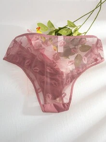 5pcs Women's Lip Mesh Jacquard Patchwork Comfortable Plus Size Triangle Panties - Multicolor - View 6
