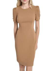 DKNY Vestido Midi de Gasa con Mangas y Falda Godet Vestido para Mujer - Equipaje - Ver 5