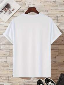 New Men's Fashion With Unique Pattern Print, Comfortable T Short-Sleeved Breathable Sports Shirt For Casual Daily Outdoor Activities And Home Use - 白色 - 查看 2