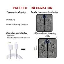Electric EMS Remote Control Foot Massage Mat, Electric Muscle Stimulation Foot Massager, USB Rechargeable Portable - Black - View 5