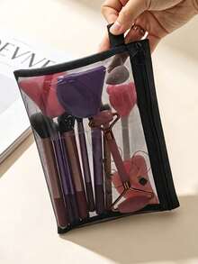 1pc Transparent Mesh Cosmetic Storage Bag, Can Store Lipstick, Brushes, Skincare, Phone, Coins, Small Items, Suitable For Home, Gift, Vacation, Holiday, Halloween, Christmas And Other Multi-Functional Uses.,Back To School - View 10