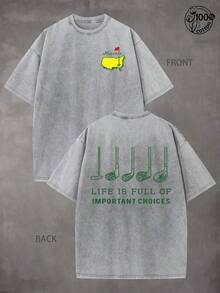 1 pieza de la nueva versión de la camiseta de golf Master, la camiseta de golf The Masters, que presenta el logotipo del torneo de golf Masters en la parte delantera y un gráfico de cuatro p - Gris - Ver 1