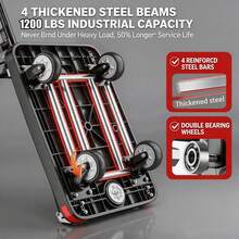 1200 Lb Heavy-Duty Folding Trolley, Silent 360° Rotating TPR Wheel Trolley, 4 Reinforced Steel Beams And Anti-Slip Platform - View 8