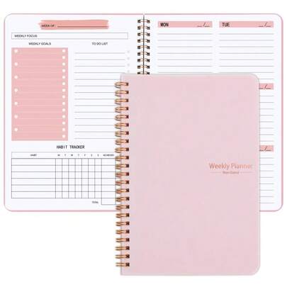 1pc Tree-Shaped Spiral A5 Daily Weekly Planner Notebook + 1pc Butterfly Pen, Stationery Office School Supplies, Record Daily Plans To Achieve Future Goals, 8.3 X 5.5 Inches, 52 Pages