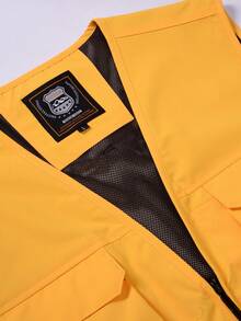 1pc Men's Spring/Autumn/Summer Outdoor Camping Vest, Multi-Pocket Utility Jacket, Outdoor Casual Sleeveless Top, Suitable For Daily Wear - Yellow - View 4