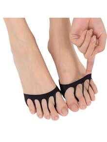 2/4/6 Pares de Meias Invisíveis de Meia Pata para Mulheres, Meias de Cobertura de Dedos para Sandálias, Meias de Meia Pata, Almofadas para os Pés, Meias de Dedos Abertos, Meias de Seda Antiderrapantes de Cinco Dedos - Multicolorido - Visão 10