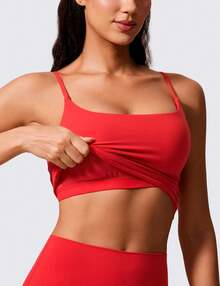 CRZ YOGA Butterlift Sujetador Deportivo de Cuello Redondo para Mujer - Tirantes Ajustables en La Espalda - Rojo Profundo - Ver 3