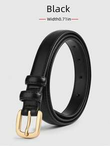 1pc Solid Color Casual Vintage Elegant PU (Polyurethane) Versatile Belt, Suitable For Matching Sweaters, Jeans And Coats, All Seasons - Black - View 6