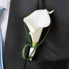 Men's Wedding Boutonniere, Artificial Horseshoe Flower Wedding Groom & Groomsman Boutonniere, Suitable For Wedding Ceremony, Anniversary, Formal Dinner Party - White a - View 2
