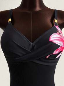Zestiva Conjunto de 2 piezas de traje de baño con estampado floral, correas ajustables y accesorios de metal, ideal para la playa y vacaciones de pri - Verde - Ver 7