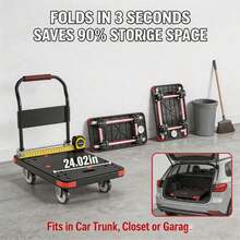 1200 Lb Heavy-Duty Folding Trolley, Silent 360° Rotating TPR Wheel Trolley, 4 Reinforced Steel Beams And Anti-Slip Platform - View 9