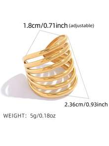 Fashion Metal Hollow Geometric Open Rings For Women Stainless Steel Gold Color Lines Spiral Adjustable Finger Ring Jewelry 2026 - Gold - View 7