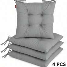 4 Pcs Comfortable Indoor & Outdoor Seat Pads For Kitchen, Dining, Garden, Balcony & Patio Chairs - Grey - View 1
