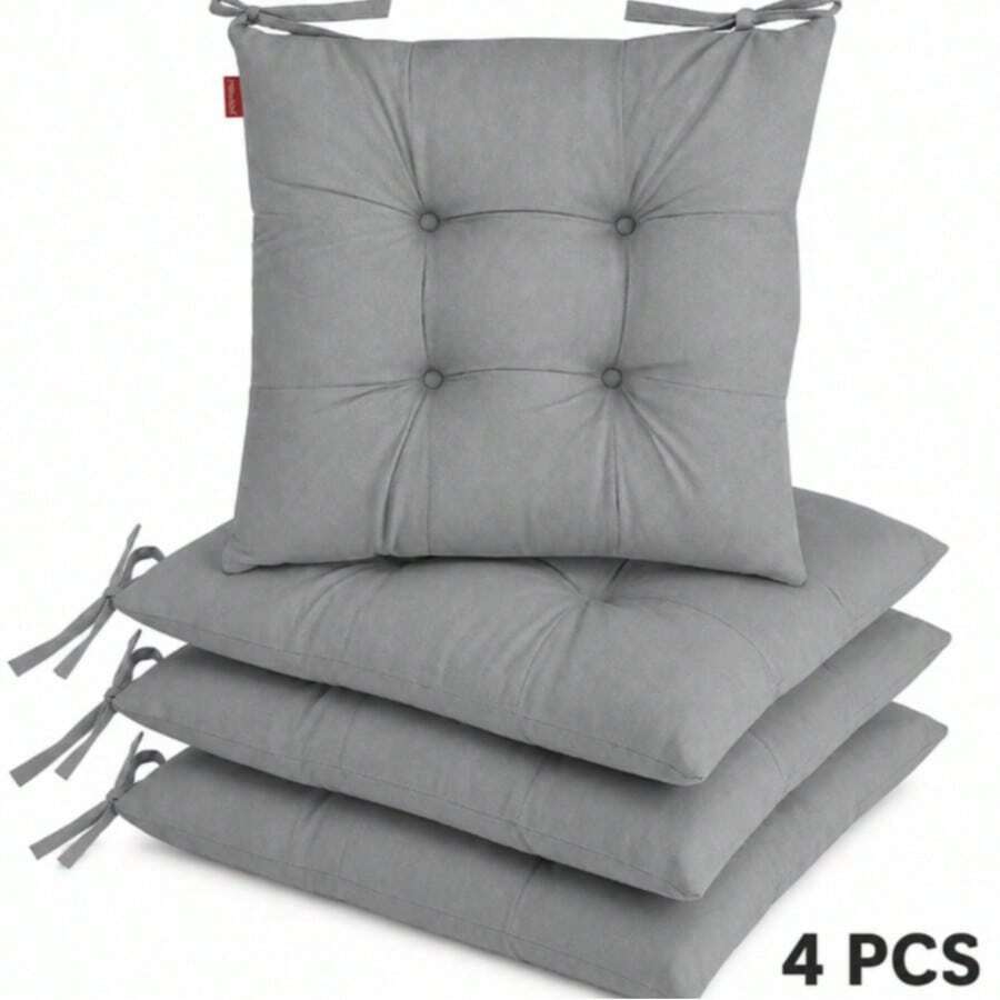 4 Pcs Comfortable Indoor & Outdoor Seat Pads For Kitchen, Dining, Garden, Balcony & Patio Chairs - Grey - View 1