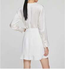 Blusa de manga larga brillante con cuello en V profundo para mujer - Rojo vino - Ver 3