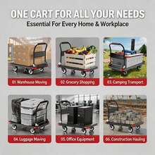 1200 Lb Heavy-Duty Folding Trolley, Silent 360° Rotating TPR Wheel Trolley, 4 Reinforced Steel Beams And Anti-Slip Platform - View 7