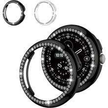 2 Packs Bling Diamond Case For Watch 4 Screen Protector 41mm/45 Mm Women,Glitter Rhinestone Full Protection Hard PC Cover Bumper For Watch 4 41mm/45 Mm Case Accessories - Transparent/Black - View 1