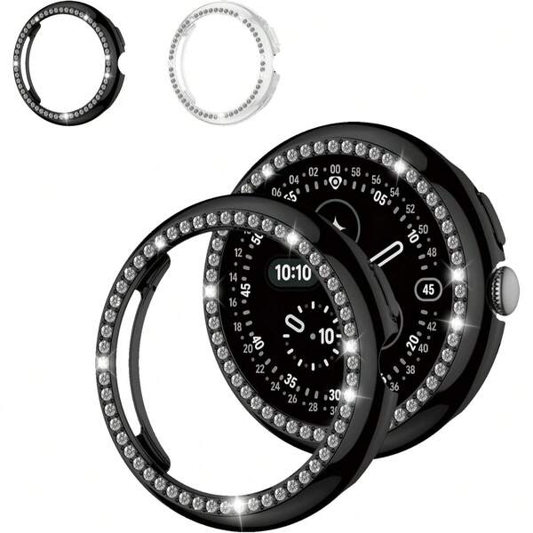 2 Paket Casing Berlian Berkilau untuk Jam Tangan 4 Pelindung Layar 41mm/45mm Wanita, Pelindung Penuh Berkilau Rhinestone Hard PC Cover Bumper untuk Jam Tangan 4 41mm/45mm Aksesoris Casing