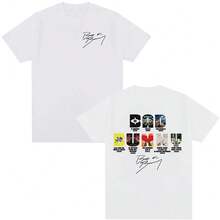 T-Shirt With Cover Print Of Rapper 's Music Album, Fashionable Hip Hop Streetwear For Men And Women, T-Shirts D - White - View 1