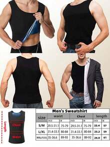 1pc Men's Sports Waist Trimmer Vest, Body Shaping Sweat Waist Cincher, European And American Style Sauna Sweat-Inducing Fitness Compression Abdominal Binder - Multicolor - View 11