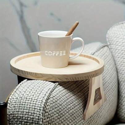 1PC Foldable Sofa Armrest Tray Table, Raised Edge Anti-Spill Sofa Side Cup Holder With Hollow Triangle Support Feet, Space-Saving Detachable Sofa Armrest Side Storage Rack, Waterproof Wear-Resistant Sofa Side Tray, Can Hold Coffee Cup, Snacks, Remote Control, Phone, Glasses, Home Living Room Sofa Slouchy Leisure Daily Accessory, Small Apartment No Assembly Sofa Mini Side Table, B&B Leisure Sofa Beverage Snack Display Tray, Minimalist INS Living Room Decor