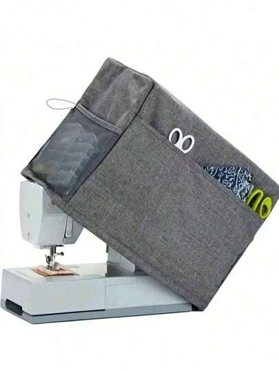1pc Sewing Machine Dust Cover, Protective Fabric With Convenient Side Pocket And Sturdy Handle, Fits Most Standard Machines And Accessories, Storage Bag, Organization