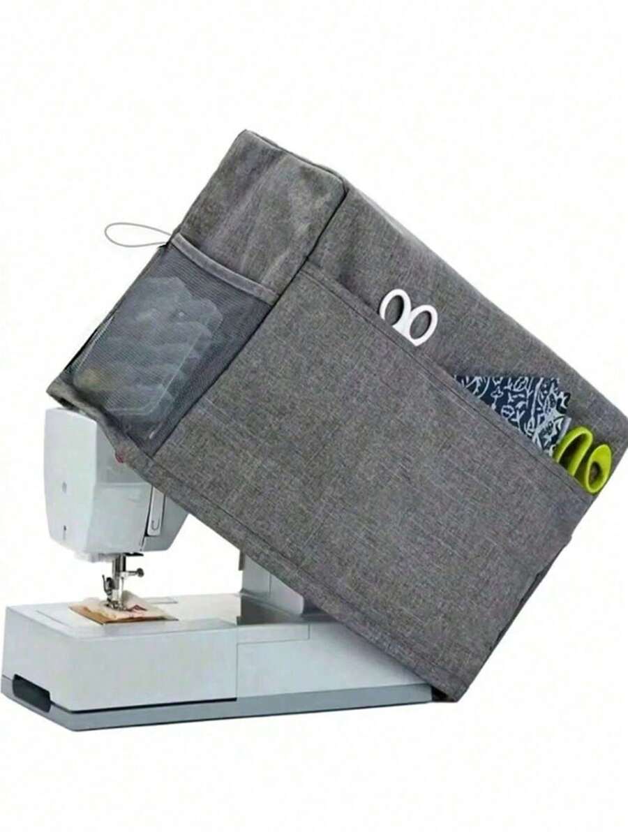 1pc Sewing Machine Dust Cover, Protective Fabric With Convenient Side Pocket And Sturdy Handle, Fits Most Standard Machines And Accessories, Storage Bag, Organization - Multicolor - View 1