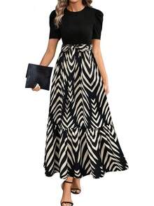 Vestidos Florales Largos para Mujeres 2025 Elegante Boho Bed Work Imperire Cinta Manga Corta Modesta Flujo Maxi Vestido - 2-azul - Ver 11