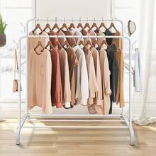 Ultimate Heavy Duty Metal Double Clothes Rail Storage Rack: A Stylish Solution For Hanging Garments, Shoes, Hats & Bags! - White - View 4