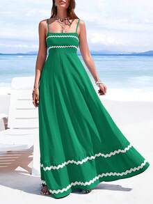 PRETTYGARDEN Women's Summer Flowy Maxi Dress Vestidos Casual Sleeveless Strap Ruffle Wedding Guest Graduation Beach Party Travel Vacation Long White Dresses - 綠色 - 查看 5