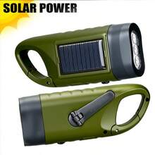 2pcs Portable Hand Crank Solar Powered Flashlight 3 LED Waterproof Carabiner Outdoor Emergency Light Suitable For Camping Hiking Daily Use - Multicolor - View 8