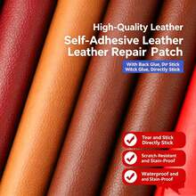 1pc Self-Adhesive Leather Repair Patch, Lychee Grain Texture, Suitable For Sofa And Car Seat Covers, Motorcycle Seat, High-Quality, Durable And Fashionable Vegan Leather, Perfect For Interior Decor Sewing Crafts, Interior Decor Projects | Multi-Functional Fabric | High-Quality Leather - Reddish-brown Leather - View 1