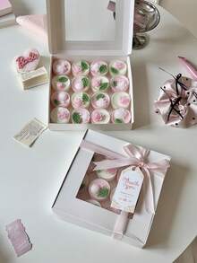 4/9/16pcs Rose Tea Candle Set, Handmade Pink & White Decorative Candles, Aesthetic Gift Box, Suitable For Room Decor, Birthday, Wedding, Valentine's Day & Party Decoration - Multicolor - View 13