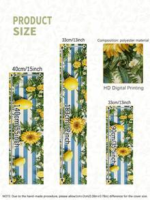 1pc,Summer Style,Pastoral Fresh Summer Table Runner,Lemon Line Print,Multiple Sizes Available,Entryway Decor,Microwave Dust Cover,Suitable For Kitchen Dining Table Decor,Party Decor,Dining Table Decor,Dining Table Arrangement,Home Decor - Blue - View 4